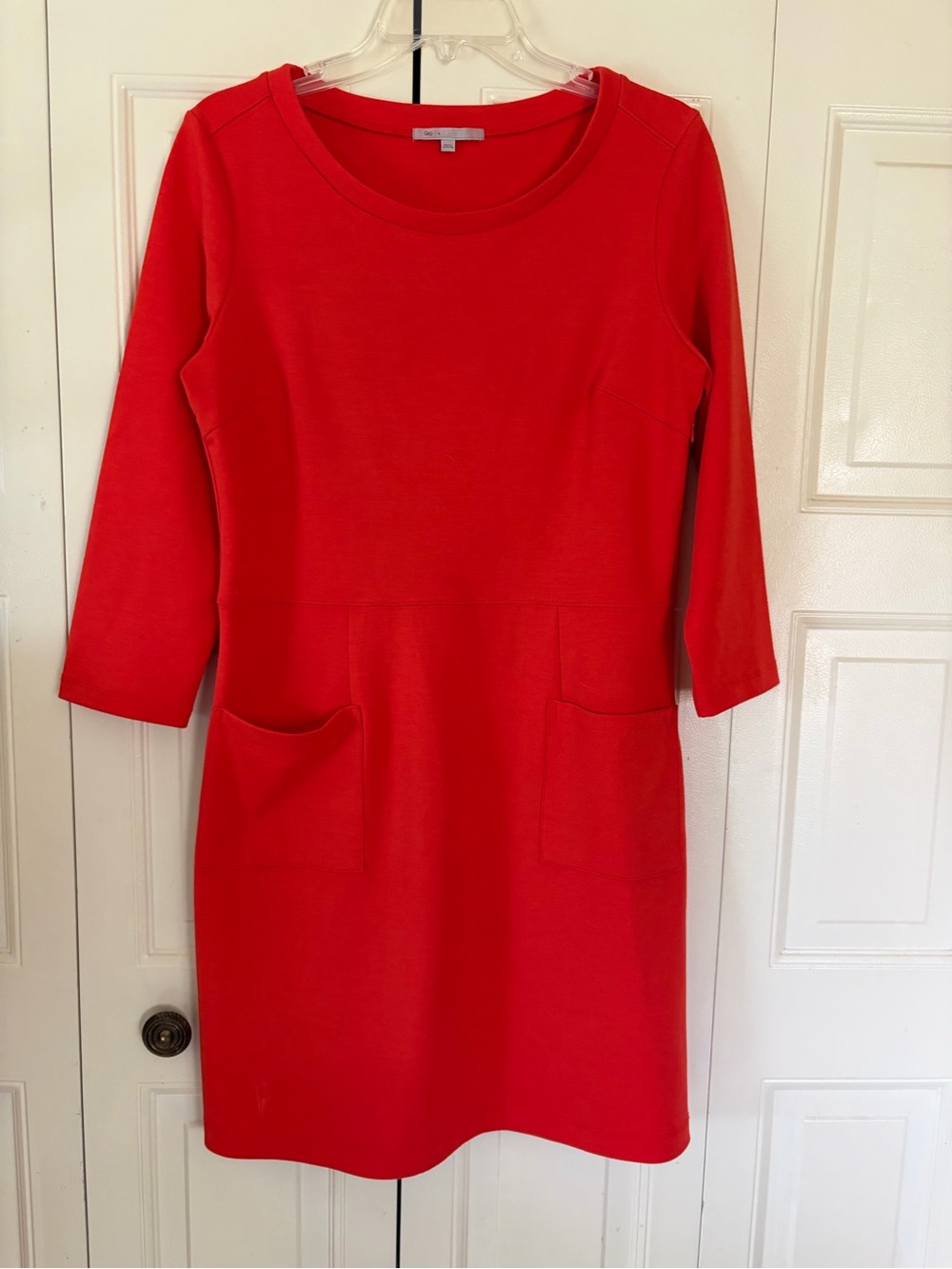 GAP Retro Minimalist  Fall Shift/Sheath Dress MEDIUM Pockets Orange 60’s Style